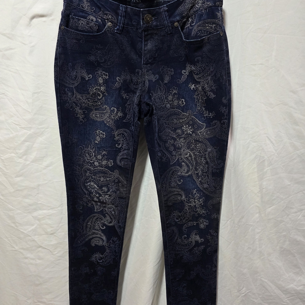 Faded Glory Women's Dark Blue Paisley Skinny Jeans